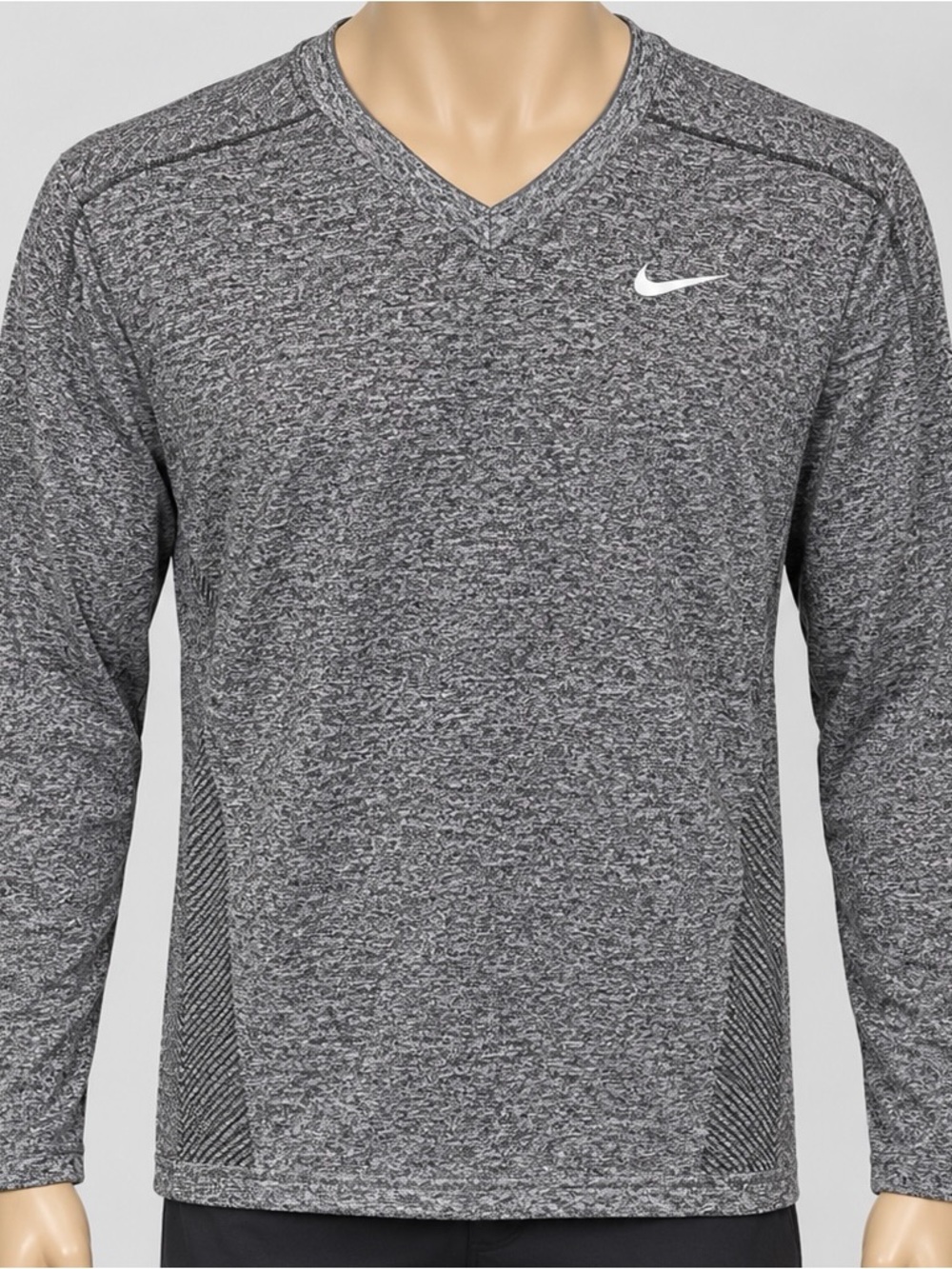 Nike Golf Dri-Fit Men’s Long-Sleeve V-Neck Pullover Shirt - Heather Gray XL
